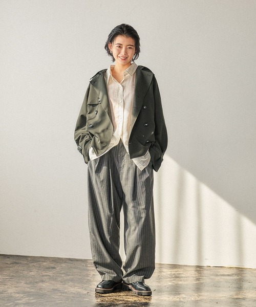 BAYFLOW（ベイフロー）の「ストライプバレルパンツ（その他パンツ・レディース・チャコール/ベージュ・SMALL/MEDIUM）」の22枚目の写真