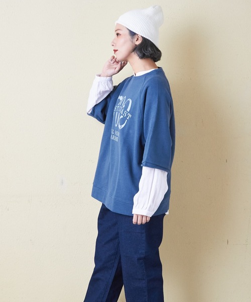 猫背のネイビーセゾン ラグラン Tシャツ ベーシックラグランスリーブTシャツ - ネイビーブルー | ZARA