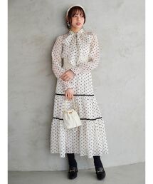 MERCURYDUO | 前後2WAYリボンドットティアードワンピース(ワンピース)