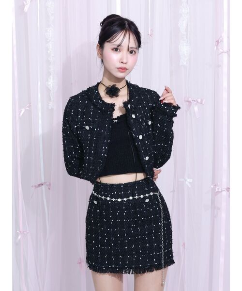 EATME（イートミー）の「ツイードミニスカート（セットアップ可能）（スカート・レディース・ブラック/オフホワイト・SMALL/MEDIUM）」の3枚目の写真