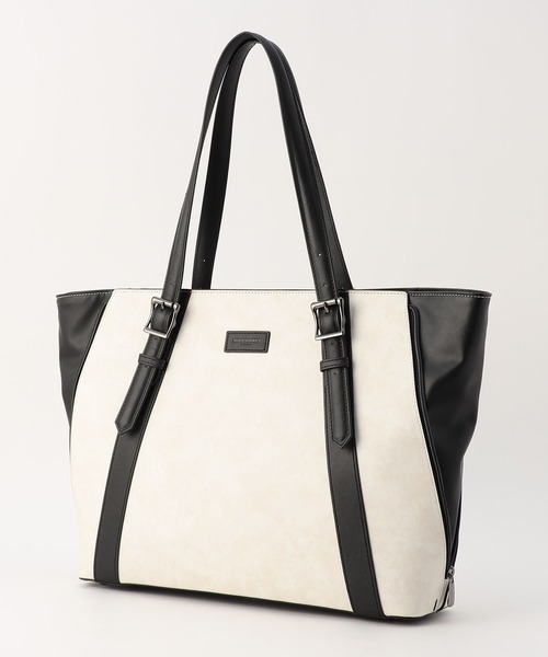 HIDEAWAYS NICOLE(ハイダウェイニコル)の「サイドジップトートバッグ(トートバッグ・メンズ・ホワイト×ブラック/ブラック・FREE)」の2枚目の写真