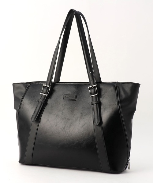 HIDEAWAYS NICOLE(ハイダウェイニコル)の「サイドジップトートバッグ(トートバッグ・メンズ・ホワイト×ブラック/ブラック・FREE)」の1枚目の写真