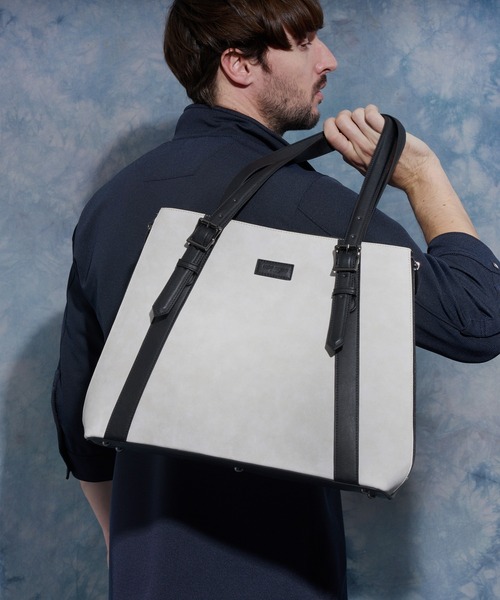 HIDEAWAYS NICOLE(ハイダウェイニコル)の「サイドジップトートバッグ(トートバッグ・メンズ・ホワイト×ブラック/ブラック・FREE)」の7枚目の写真