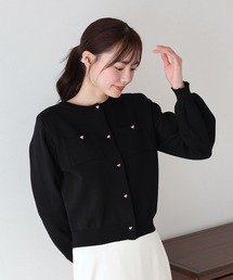 ぷっくりハートボタンポリニットカーディガン