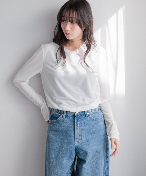 LOWRYS FARM（ローリーズファーム）の「ムジガラシアータイトＬＳ 291966（Tシャツ/カットソー・レディース・ホワイト/その他/ブラック・FREE）」の2枚目の写真