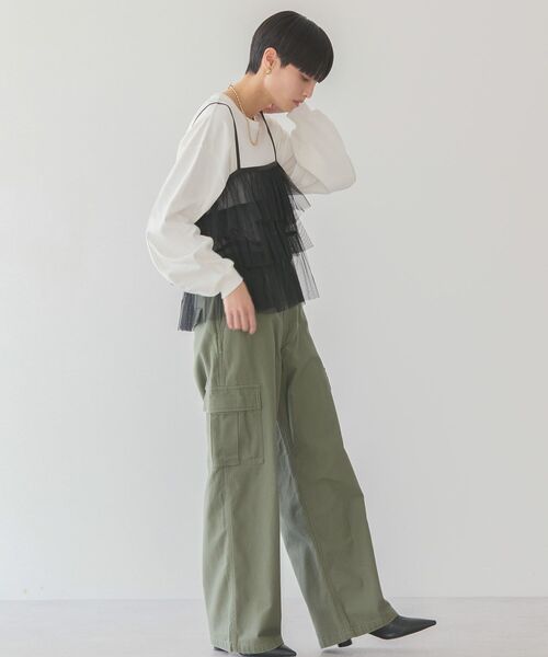 AMERICAN HOLIC（アメリカンホリック）の「袖ボリュームカットプルオーバー（Tシャツ/カットソー・レディース・オフホワイト/チャコールグレー/ライトベージュ/グリーン/イエロー・L/M）」の20枚目の写真