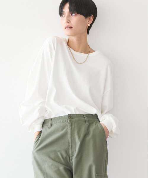 AMERICAN HOLIC（アメリカンホリック）の「袖ボリュームカットプルオーバー（Tシャツ/カットソー・レディース・オフホワイト/チャコールグレー/ライトベージュ/グリーン/イエロー・L/M）」の12枚目の写真