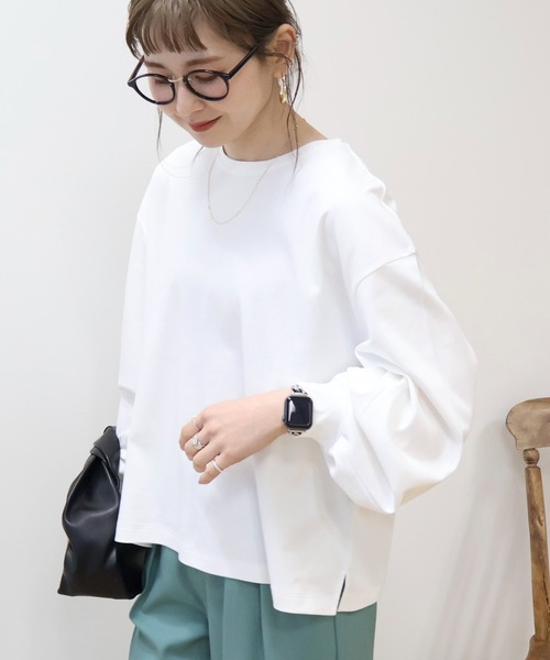 AMERICAN HOLIC（アメリカンホリック）の「袖ボリュームカットプルオーバー（Tシャツ/カットソー・レディース・オフホワイト/チャコールグレー/ライトベージュ/グリーン/イエロー・L/M）」の7枚目の写真