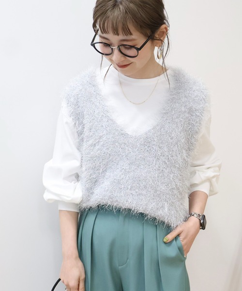 AMERICAN HOLIC（アメリカンホリック）の「袖ボリュームカットプルオーバー（Tシャツ/カットソー・レディース・オフホワイト/チャコールグレー/ライトベージュ/グリーン/イエロー・L/M）」の10枚目の写真