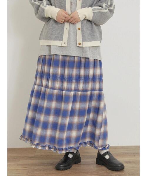 Samansa Mos2（サマンサ モスモス）の「シャーリングティアードスカート（スカート・レディース・ブラック/ブルー/カーキ/レッド/キナリ・F）」の5枚目の写真