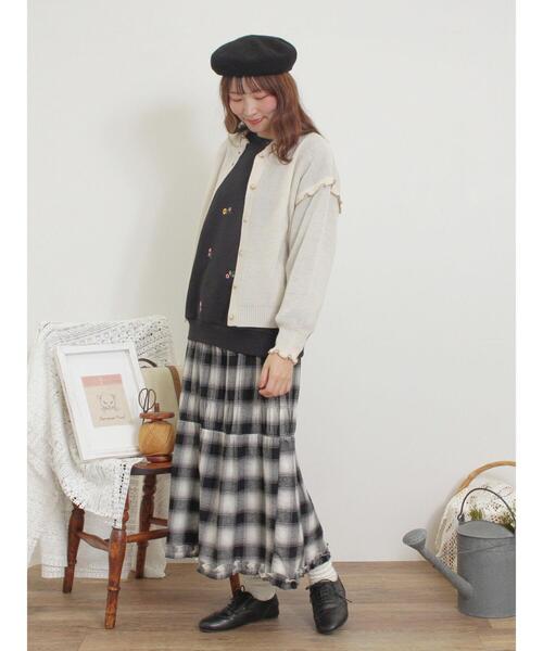 Samansa Mos2（サマンサ モスモス）の「シャーリングティアードスカート（スカート・レディース・ブラック/ブルー/カーキ/レッド/キナリ・F）」の10枚目の写真