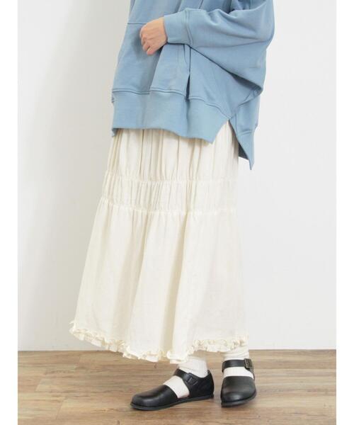 Samansa Mos2（サマンサ モスモス）の「シャーリングティアードスカート（スカート・レディース・ブラック/ブルー/カーキ/レッド/キナリ・F）」の17枚目の写真