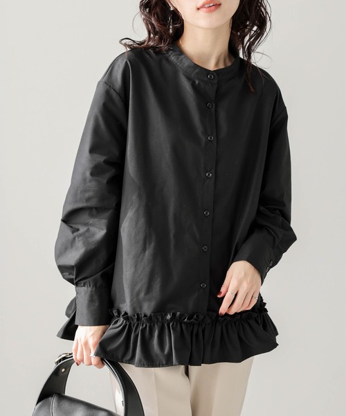 SUGAR BISKET（シュガービスケット）の「フリルヘムブラウス（シャツ/ブラウス・レディース・ブラック/ホワイト・フリー）」の4枚目の写真