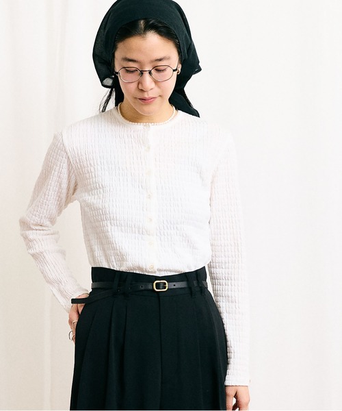 fig London(フィグロンドン)の「DAILY simple cardigan(Tシャツ/カットソー・レディース・ホワイト/グレー・FREE)」の1枚目の写真