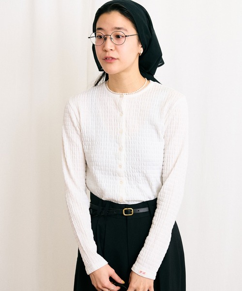 fig London(フィグロンドン)の「DAILY simple cardigan(Tシャツ/カットソー・レディース・ホワイト/グレー・FREE)」の3枚目の写真