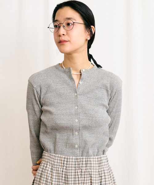 fig London(フィグロンドン)の「DAILY simple cardigan(Tシャツ/カットソー・レディース・ホワイト/グレー・FREE)」の9枚目の写真