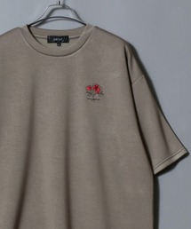 ANPAS Ponte Fabric Flower Embroidery Oversized T-Shirt/ANPAS 別注 ポンチ 花柄 ワンポイント刺繍 接触冷感 オーバーサイズ 半袖Tシャツ メンズ レディース ユニセックス