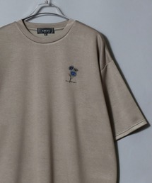 ANPAS | ANPAS Ponte Fabric Flower Embroidery Oversized T-Shirt/ANPAS 別注 ポンチ 花柄 ワンポイント刺繍 接触冷感 オーバーサイズ 半袖Tシャツ メンズ レディース ユニセックス(Tシャツ/カットソー)