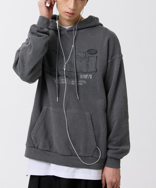 ODD STUDIO（オッドスタジオ）の「【OddStudio】ピグメントダメージロゴフーディー（パーカー・レディース・チャコールグレー/ネイビー/ピンク・MEDIUM/LARGE）」の12枚目の写真