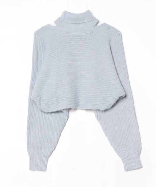 andrea＆co. ショルダーカットジップニット／グレー タグ付き andrea＆co. ショルダーカットジップニット／グレー タグ付き