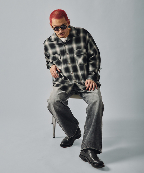 J.S.Homestead / エイジングデニム ワイド5ポケ ブラック（デニム