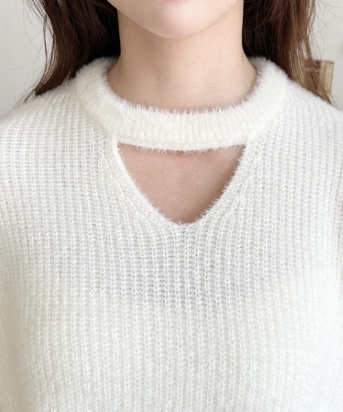 セール】ホルターカットアウトシャギーニットプルオーバー（ニット