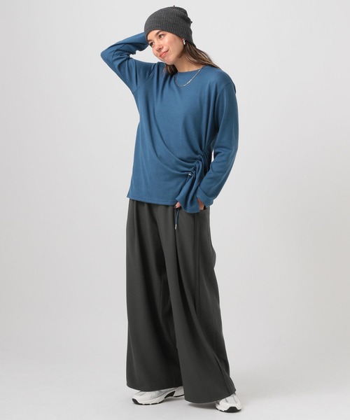 BAYFLOW（ベイフロー）の「[シワになりにくい]ベルト付きサイドラインパンツ（その他パンツ・レディース・チャコール/グレイッシュベージュ・FREE）」の11枚目の写真