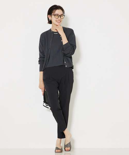 qualite(カリテ)の「【ちょっとした万能羽織りアイテム◎】コットンナイロンハイゲージニットカーデ(カーディガン/ボレロ・レディース・ホワイト/ベージュ/チャコールグレー・フリー)」の10枚目の写真