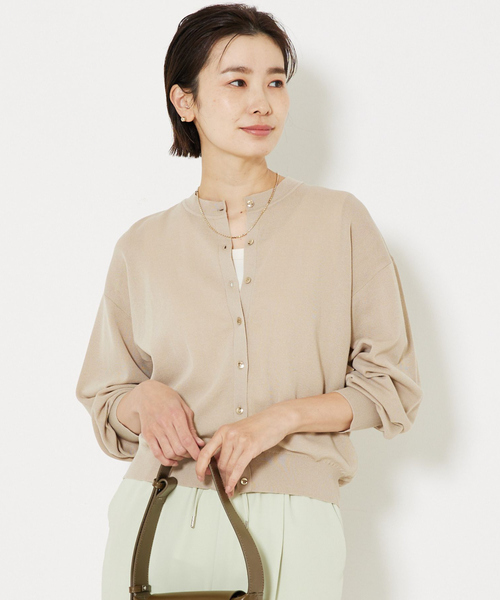 qualite(カリテ)の「【ちょっとした万能羽織りアイテム◎】コットンナイロンハイゲージニットカーデ(カーディガン/ボレロ・レディース・ホワイト/ベージュ/チャコールグレー・フリー)」の22枚目の写真