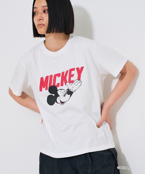 Disney(ディズニー)の「【GOOD ROCK SPEED】 MICKEY / ミッキー / プリント / 半袖 Tシャツ(Tシャツ/カットソー・レディース・ホワイト/チャコールグレー・フリー)」の2枚目の写真