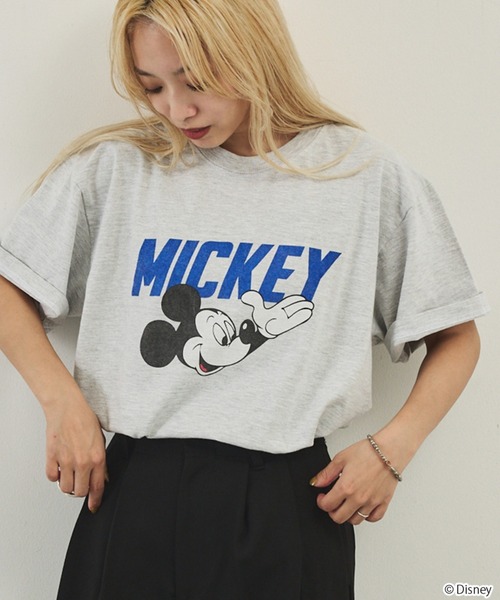 Disney(ディズニー)の「【GOOD ROCK SPEED】 MICKEY / ミッキー / プリント / 半袖 Tシャツ(Tシャツ/カットソー・レディース・ホワイト/チャコールグレー・フリー)」の1枚目の写真