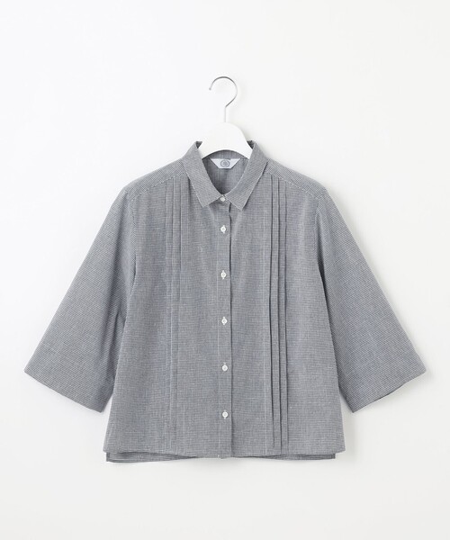 J.PRESS(ジェイプレス)の「【洗える】リネンminiチェック フロントピンタック シャツ(シャツ/ブラウス・レディース・ピンク系3/ライトグリーン系3/ネイビー系3・9/11)」の12枚目の写真