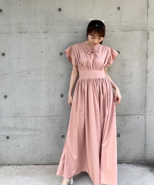 セール】ギャザーフレアコットンワンピース（ワンピース）｜Rosy luce