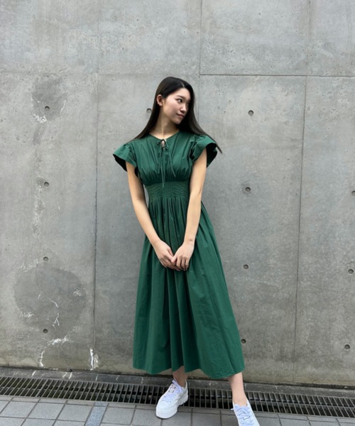 セール】ギャザーフレアコットンワンピース（ワンピース）｜Rosy luce