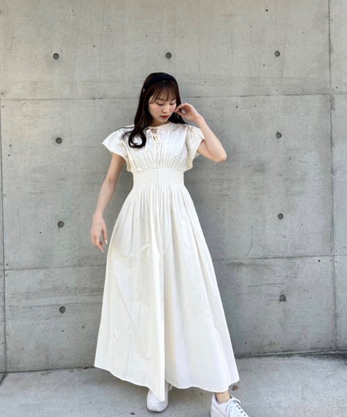 セール】ギャザーフレアコットンワンピース（ワンピース）｜Rosy luce