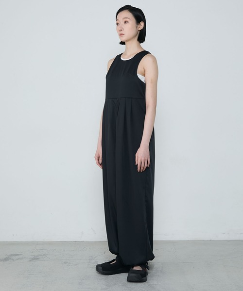 セール】Balloon hem three tuck all-in-one / バルーンヘム