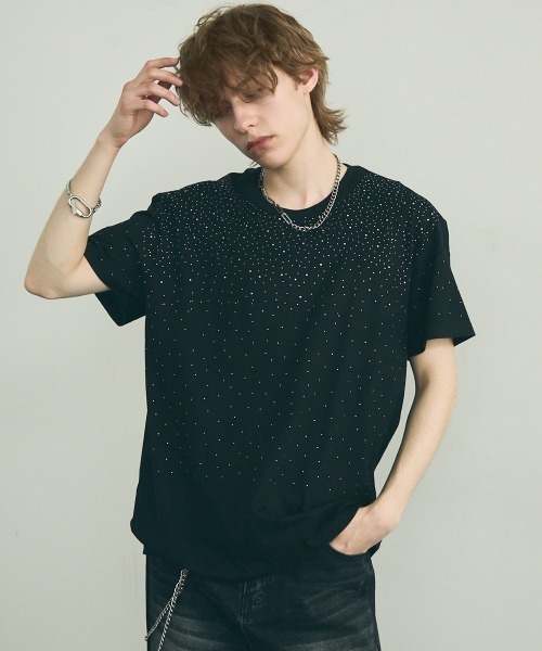 Shoowtime(ショウタイム)の「rhinestone short sleeve t-shirt / ラインストーン半袖Tシャツ(Tシャツ/カットソー・メンズ・ホワイト/ブラック・X-LARGE/MEDIUM/LARGE)」の5枚目の写真