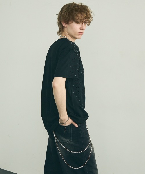 セール】rhinestone short sleeve t-shirt / ラインストーン半袖T