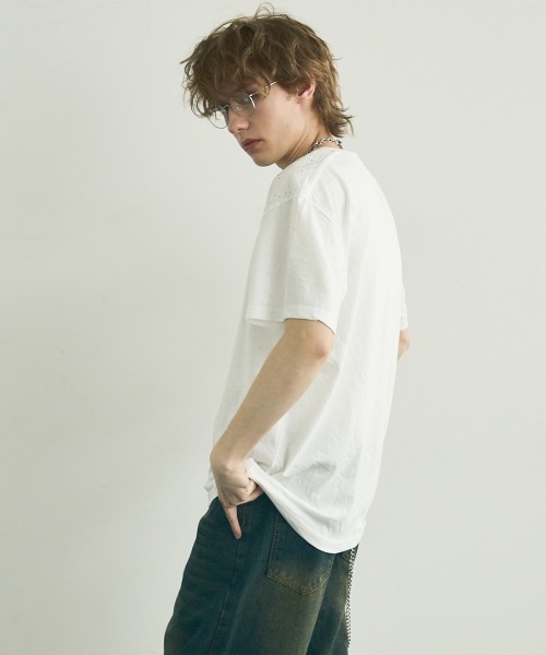 セール】rhinestone short sleeve t-shirt / ラインストーン半袖