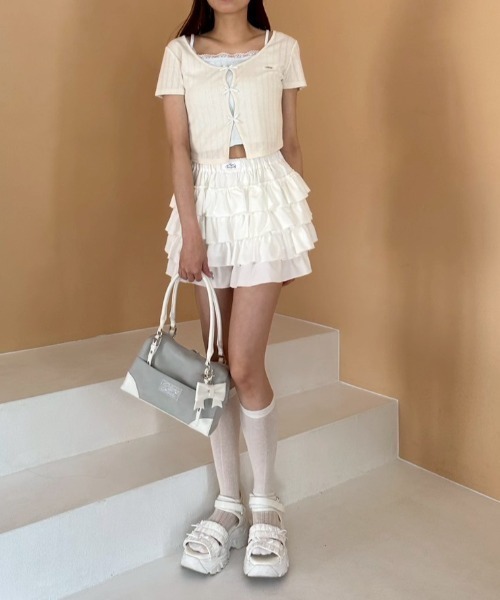 OLIVE des OLIVE（オリーブデオリーブ）の「映えリボンTee（Tシャツ/カットソー・レディース・ブラック/ピンク/オフホワイト/レッド/ネイビー/サックスブルー/トップグレー/ブラウン・FREE）」の14枚目の写真