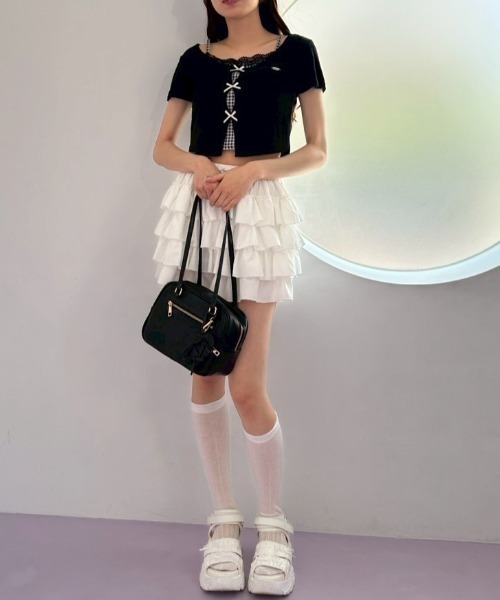 OLIVE des OLIVE（オリーブデオリーブ）の「映えリボンTee（Tシャツ/カットソー・レディース・ブラック/ピンク/オフホワイト/レッド/ネイビー/サックスブルー/トップグレー/ブラウン・FREE）」の20枚目の写真