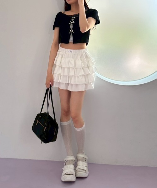 OLIVE des OLIVE（オリーブデオリーブ）の「映えリボンTee（Tシャツ/カットソー・レディース・ブラック/ピンク/オフホワイト/レッド/ネイビー/サックスブルー/トップグレー/ブラウン・FREE）」の19枚目の写真