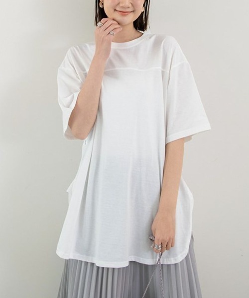 maison de LATIR(メゾンドラティール)の「サイドスリット半袖オーバーサイズTシャツ(Tシャツ/カットソー・レディース・ホワイト/ダークグレー/ブラック/ブルー/ライム/ライトグレー・ONESIZE)」の7枚目の写真