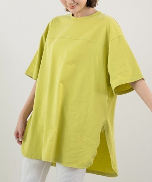 maison de LATIR(メゾンドラティール)の「サイドスリット半袖オーバーサイズTシャツ(Tシャツ/カットソー・レディース・ホワイト/ダークグレー/ブラック/ブルー/ライム/ライトグレー・ONESIZE)」の14枚目の写真