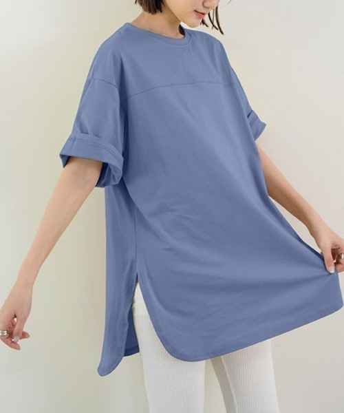 maison de LATIR(メゾンドラティール)の「サイドスリット半袖オーバーサイズTシャツ(Tシャツ/カットソー・レディース・ホワイト/ダークグレー/ブラック/ブルー/ライム/ライトグレー・ONESIZE)」の15枚目の写真