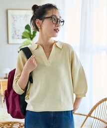 ニットポロシャツ」に該当するベージュ系のファッション通販