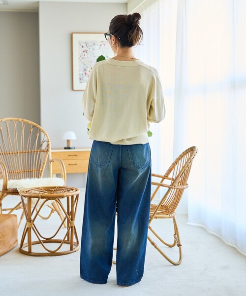 FREAK'S STORE（フリークスストア）の「限定展開　半袖 ポロ襟 スキッパー サマーニット（ポロシャツ・レディース・ナチュラル/ブラック/ベージュ/ネイビー/ブラウン/レッド/グリーン・ﾌﾘ-）」の12枚目の写真