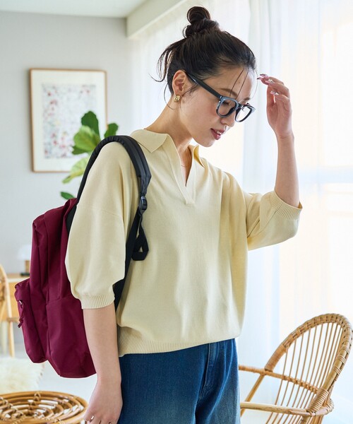 セール】限定展開 半袖 ポロ襟 スキッパー サマーニット