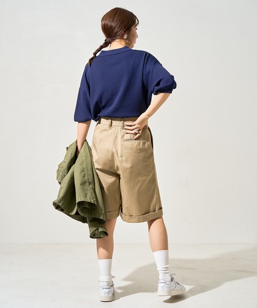 FREAK'S STORE（フリークスストア）の「限定展開　半袖 ポロ襟 スキッパー サマーニット（ポロシャツ・レディース・ナチュラル/ブラック/ベージュ/ネイビー/ブラウン/レッド/グリーン・ﾌﾘ-）」の17枚目の写真