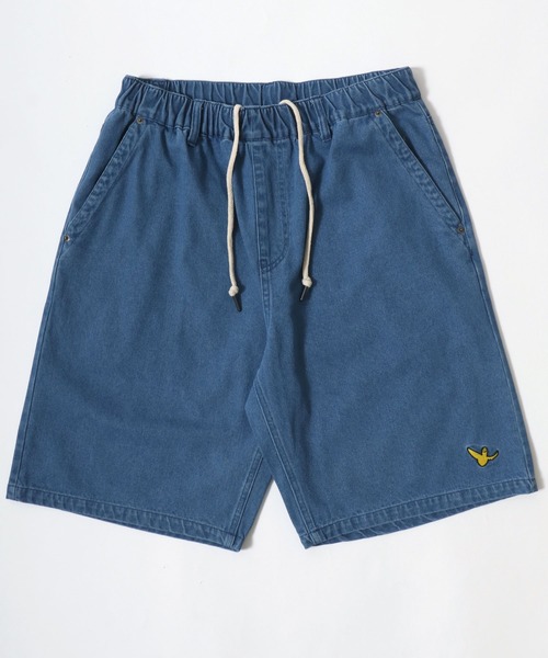 （What it isNt）ART BY MARKGONZALES（ワットイットイズント）の「(What it isNt） ART BY MARK GONZALES/(ワットイットイズント) アートバイマークゴンザレス オーバーサイズ デニム ワイド ショートパンツ/ハーフパンツ/レディース メンズ（デニムパンツ・メンズ・ブラック系その他/ブルー系その他/ライトブラック/ブルー/ライトブルー・M/L/XL）」の11枚目の写真